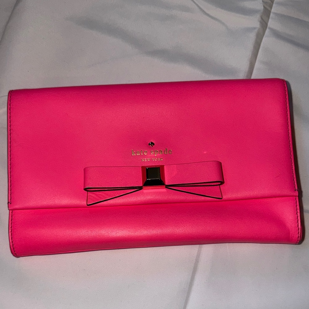 Kate Spade Vibrant Pink Clutch with Bow Accent